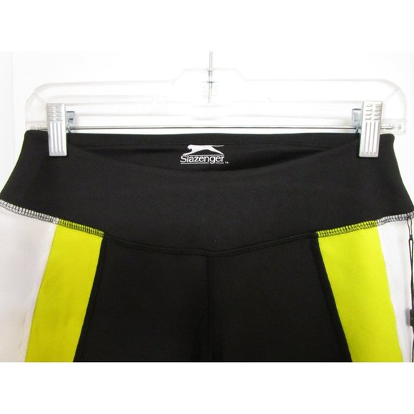Slazenger Ladies' Sports Performance Short Leggings - NWT Yellow/Black - LARGE - Picture 2 of 10